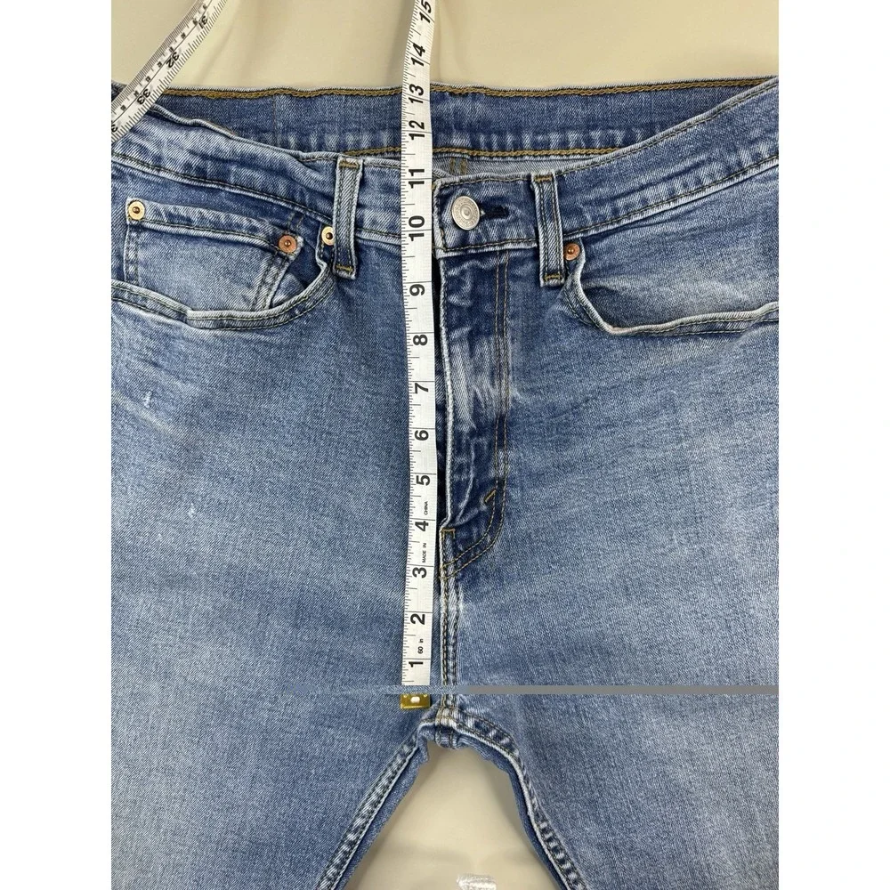 Levi's 505 Mens Jeans 34X32 Blue Straight Medium Wash Denim 5 Pocket Durable - Picture 4 of 11